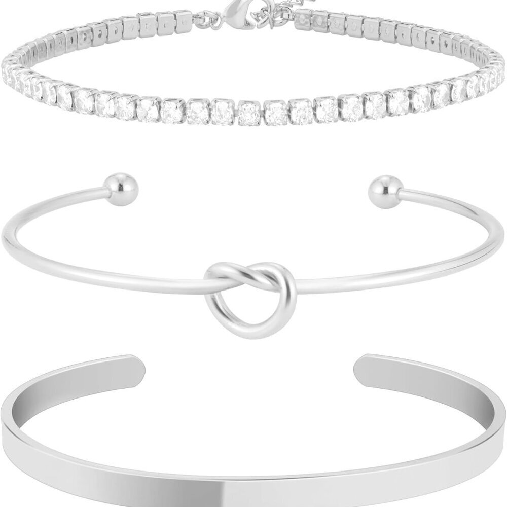 Gold Bangle Cuff Knot Bracelet for Women Stack Non Tarnish 14k Gold Plated Daint